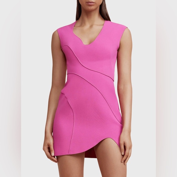 Acler Bayford Mini Dress in Magenta Pink